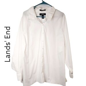 Lands'end button down white shirt top wrinkle free broadcloth sz 32W 4X